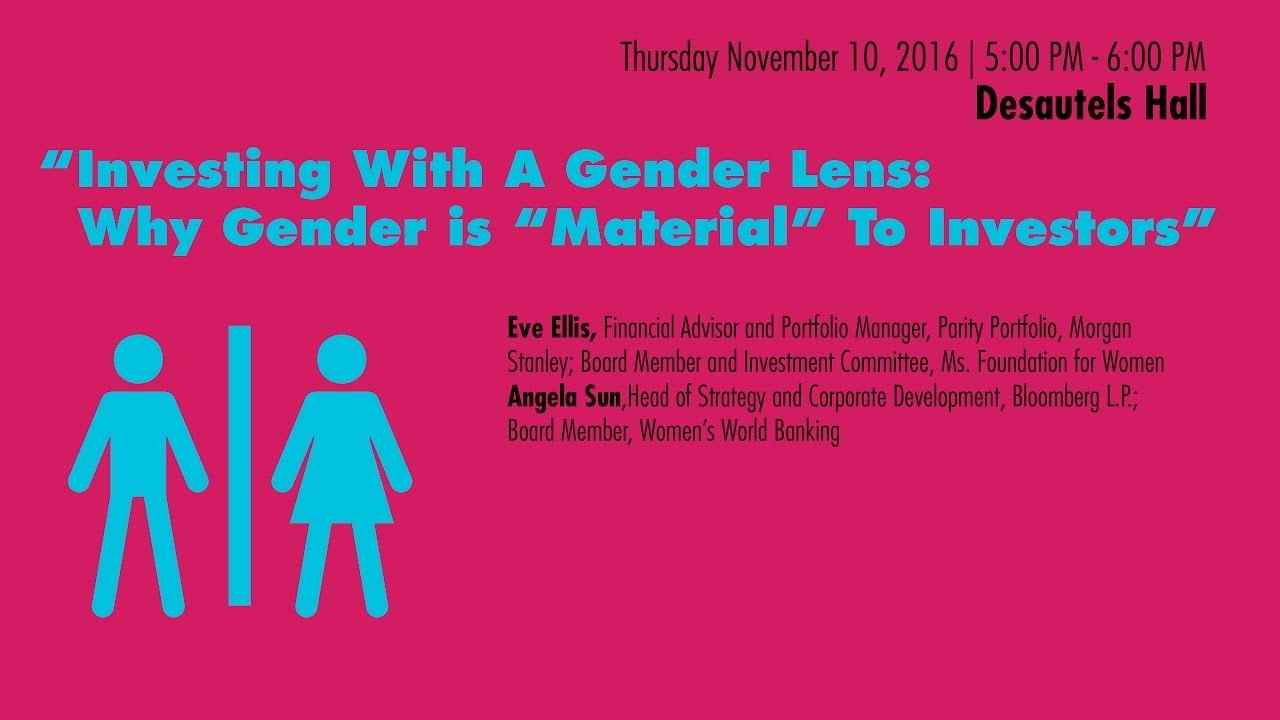 Investing with a Gender Lens event banner