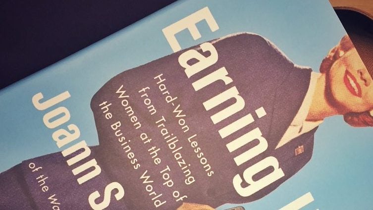 Close up of Joann Lublin's book "Earning It"