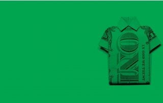 Graphic of golf shirt with US dollar print