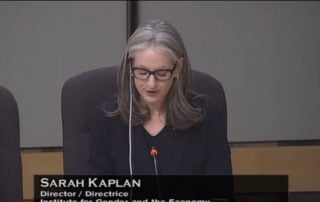 Sarah Kaplan appears before Standing Senate Committee on Banking, Trade and Commerce
