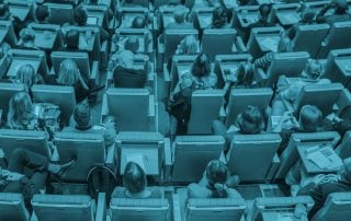 Overhead shot of BAD Conference seated attendees