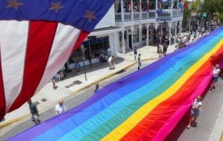 American flag and pride flag