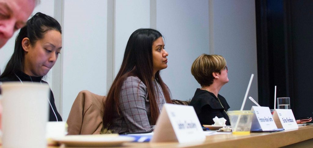 Participants listen at the Industry Partner Meeting