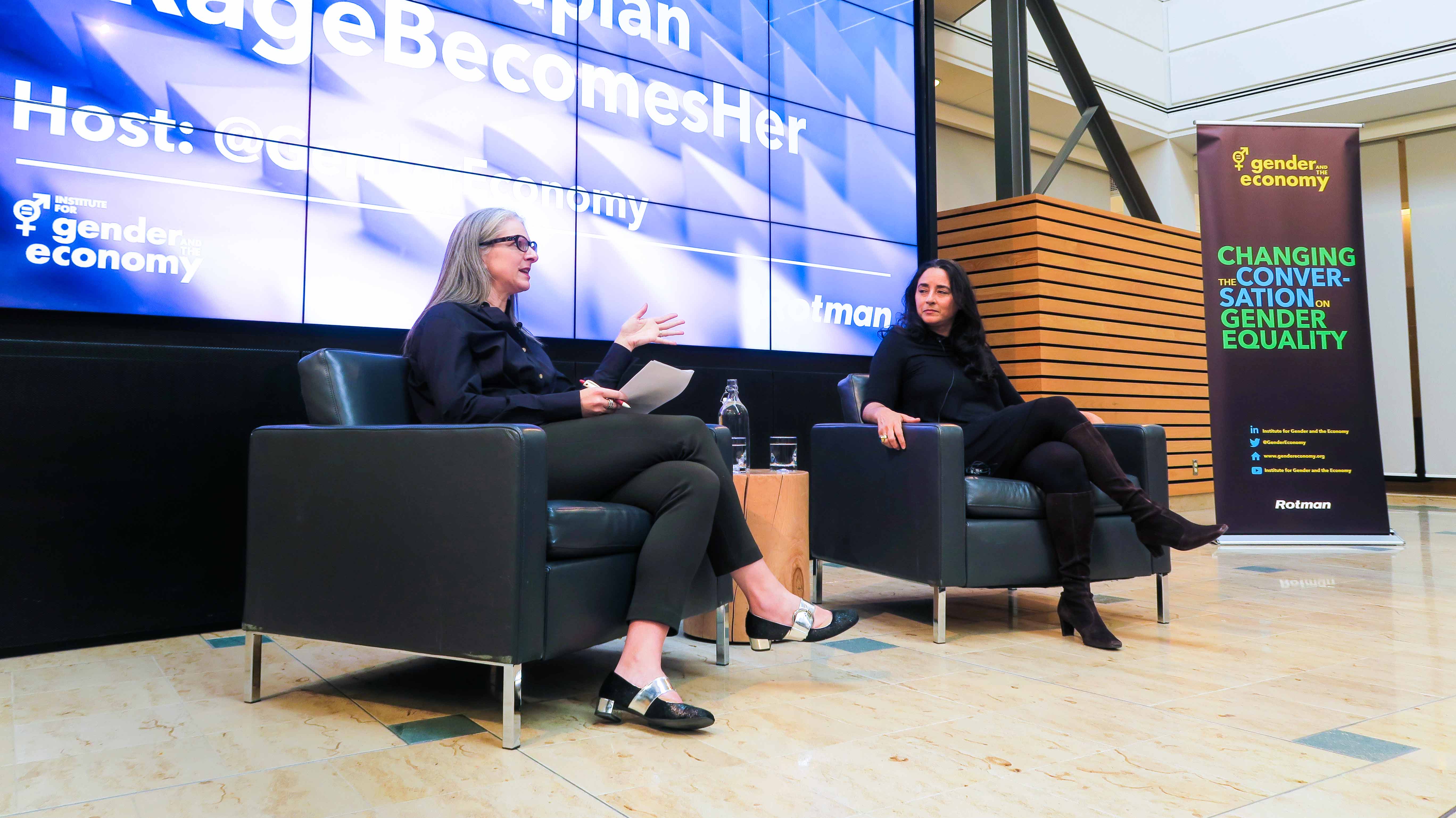 Sarah Kaplan and Soraya Chemaly speaking