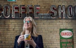 Balzac's Coffee founder Diana Olsen in one of her 15 locations.