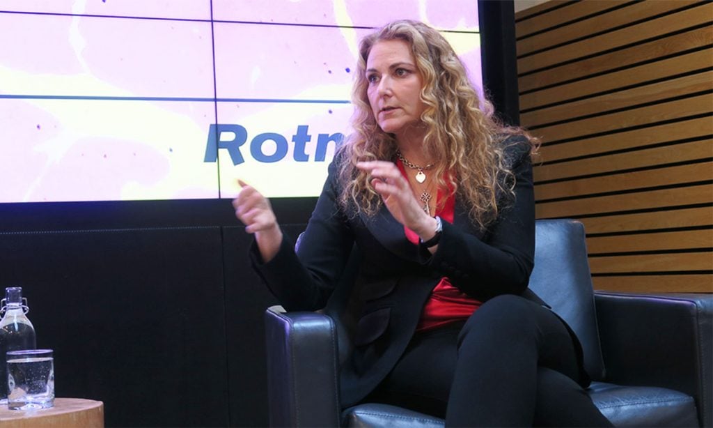 Dr. Jen Gunter speaks on stage during the event hosted by the Institute for Gender and the Economy