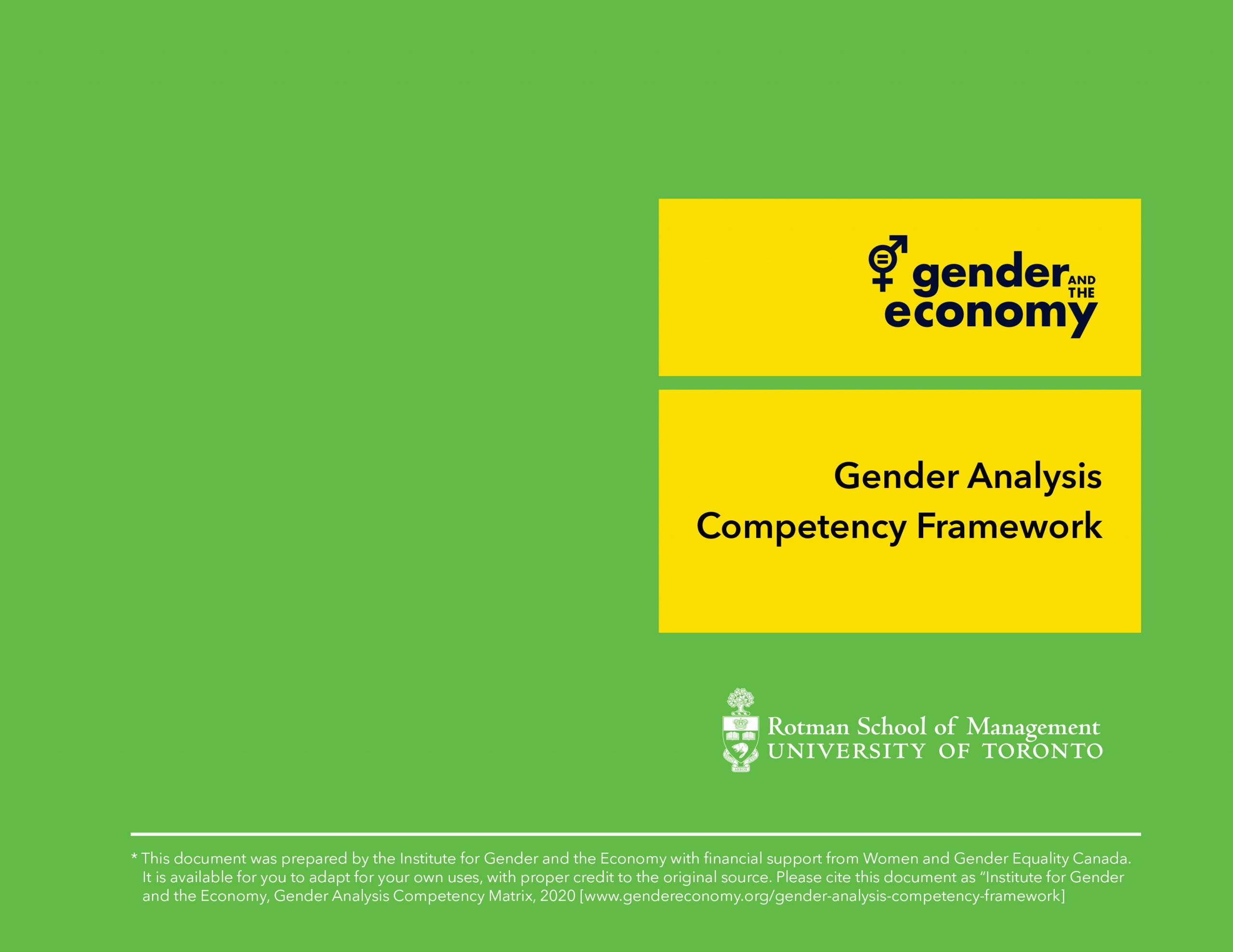 Gender Analysis Competency Framework Document Cover