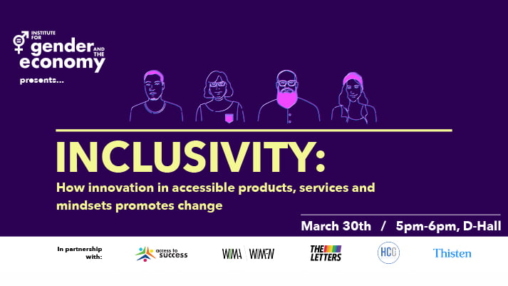 Inclusivity event promo featuring illustration of four diverse people