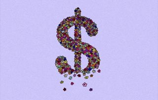Dollar sign made up of florals